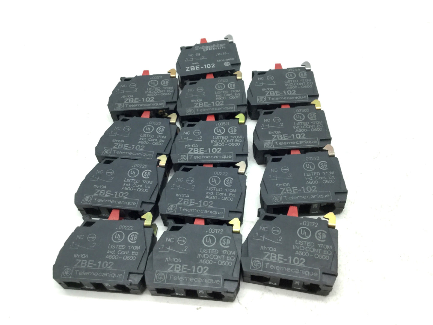 Used Lot of 13 Schneider Telemecanique ZBE-BE102 Contact Blocks Normally Closed NC