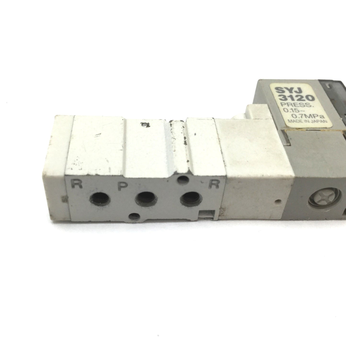 Used SMC SYJ3120 Solenoid Valve, 2-Position 5-Port, 24VDC, 0.15-0.7MPa, M3x0.5
