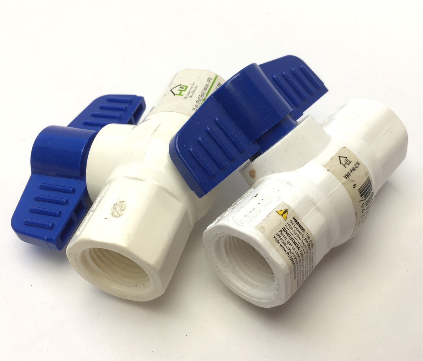 Used Lot of 1/2" Assorted PVC, CPVC Female Threaded In-Line Ball Valves, 1/4 Turn