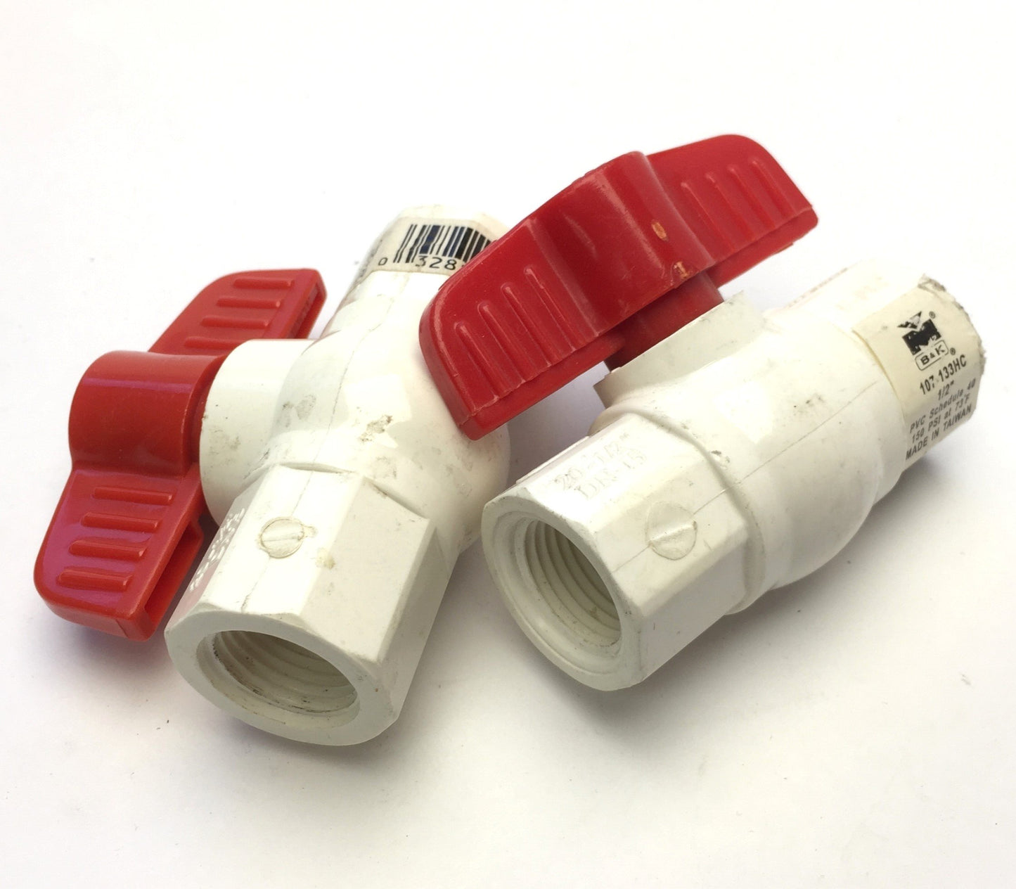 Used Lot of 1/2" Assorted PVC, CPVC Female Threaded In-Line Ball Valves, 1/4 Turn