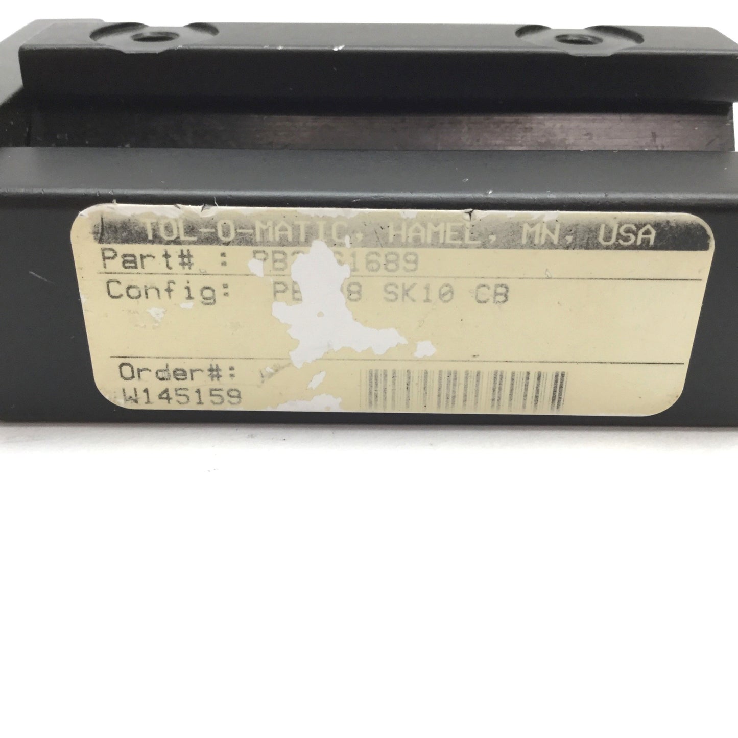 Used Tolomatic PB208 SK10 CB Guided Cylinder, Bore: 0.5", Stroke: 1", Ports: 10-32
