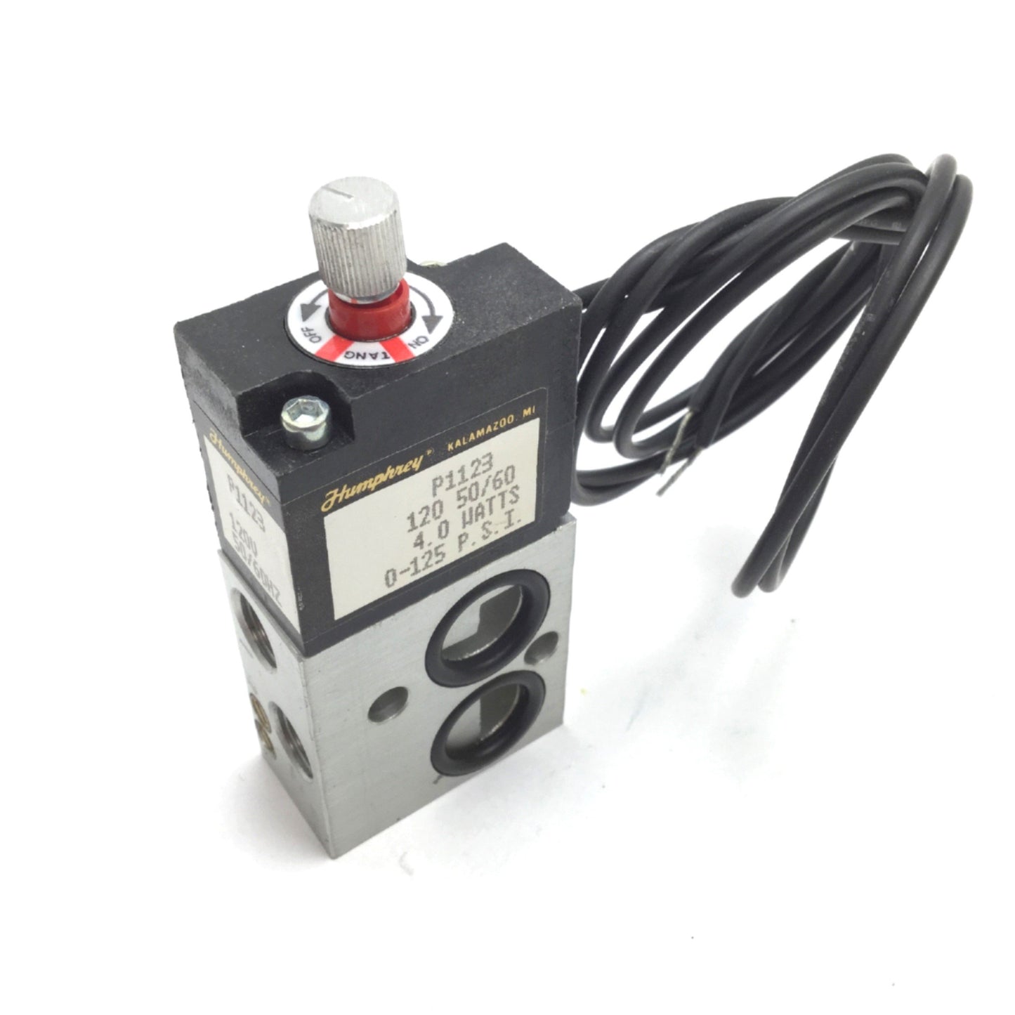 New – Open box Humphrey P1123 Solenoid Valve, 2-Position 4-Port, 120VAC, 1/8" NPT, 0-125psi