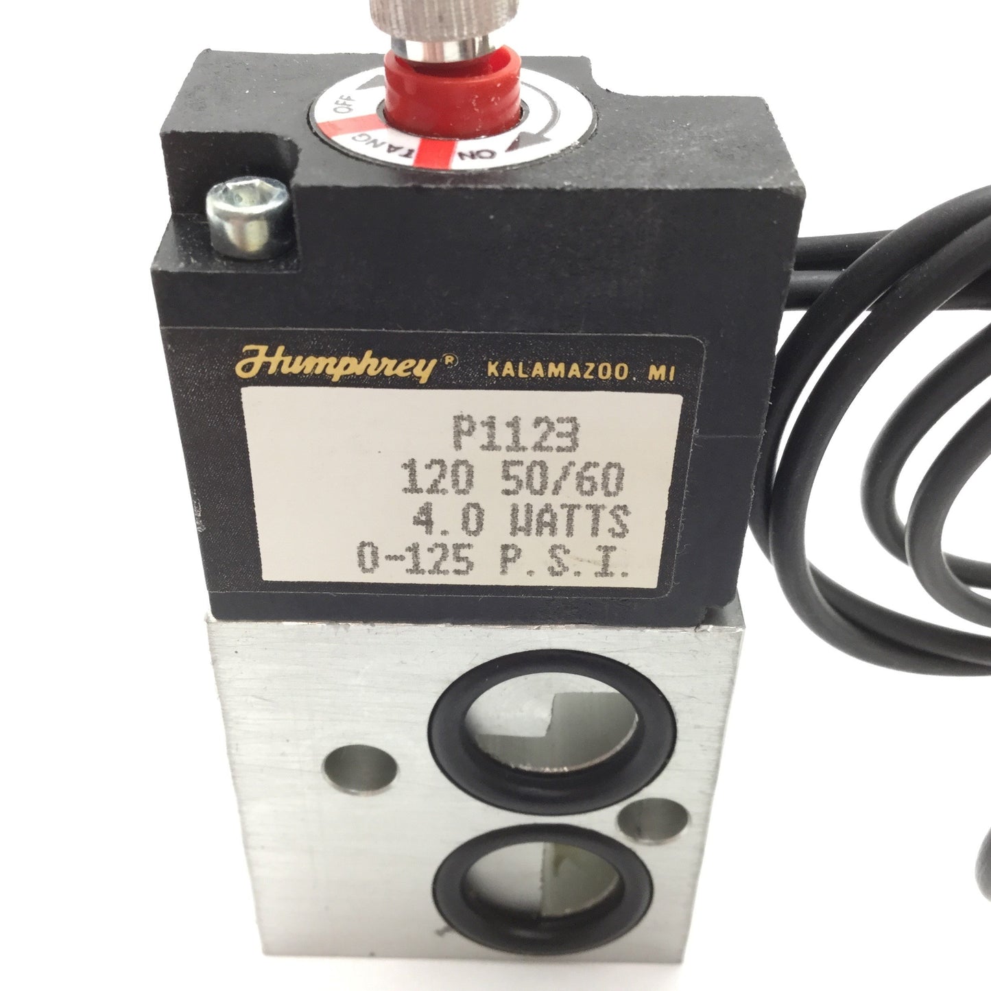 New – Open box Humphrey P1123 Solenoid Valve, 2-Position 4-Port, 120VAC, 1/8" NPT, 0-125psi