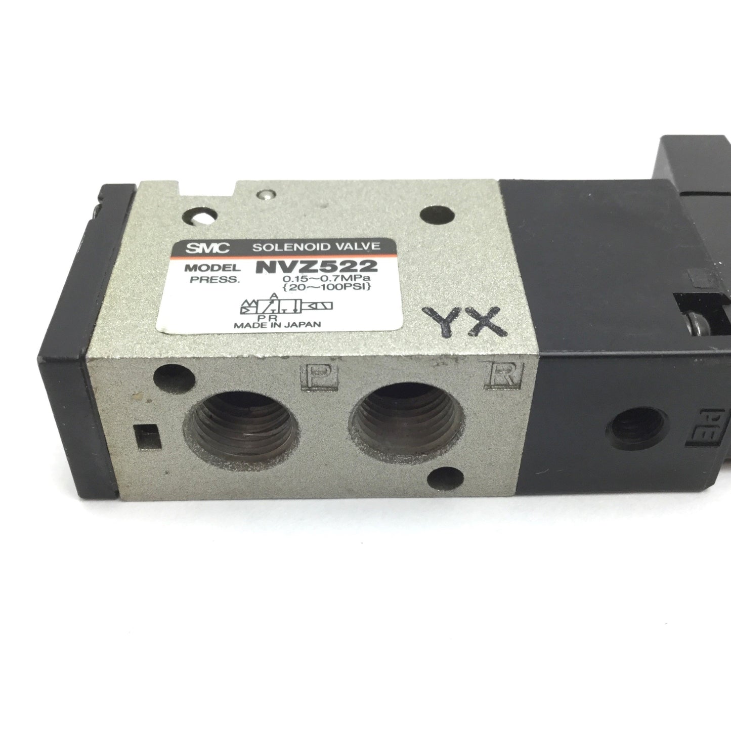 Used SMC NVZ522 Solenoid Valve, 2-Position 3-Port, 24VDC, 20-100psi, 1/8" NPT