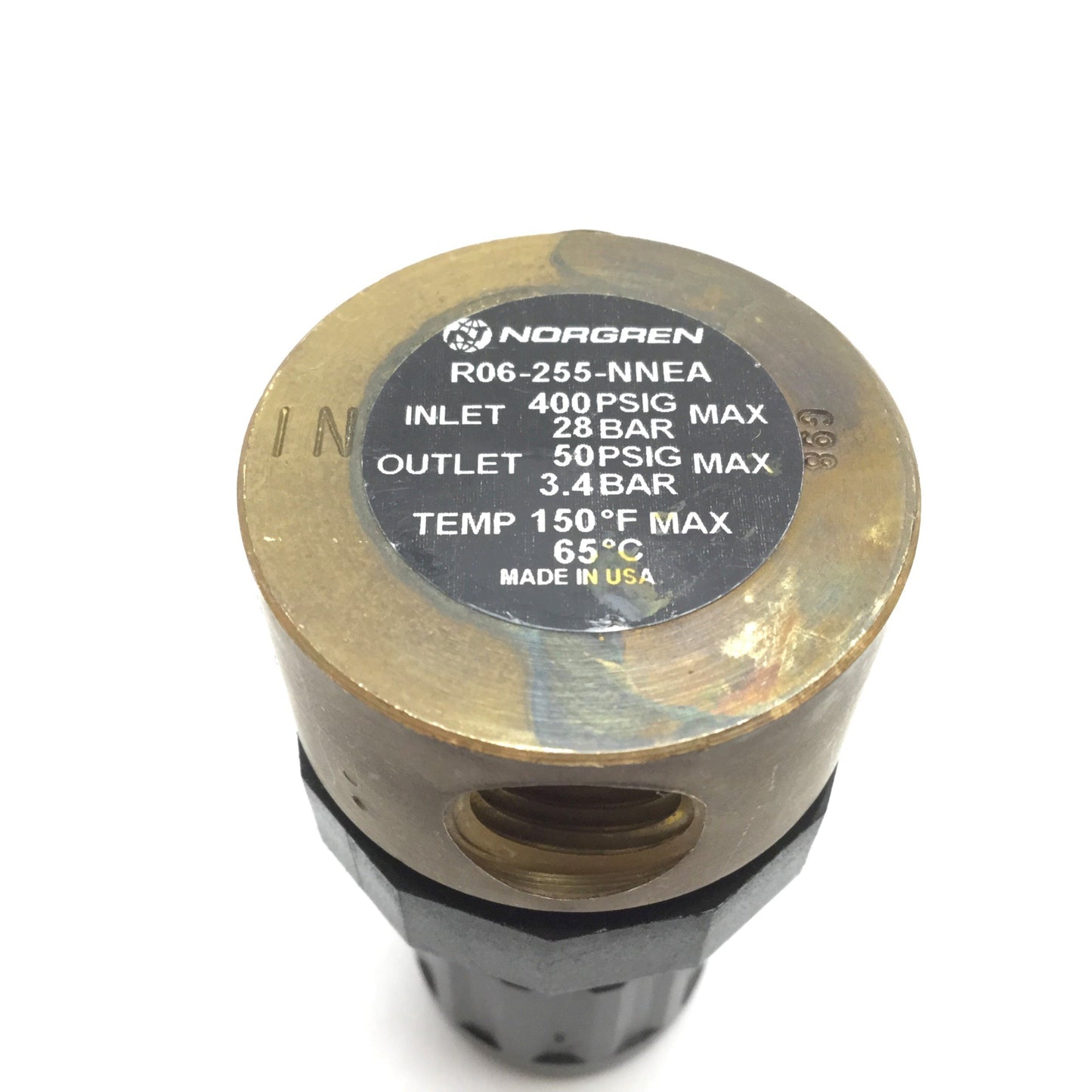 Used Norgren R06-255-NNEA Regulator, Inlet: 400psi Max, Outlet: 50psi Max, 1/4" NPT
