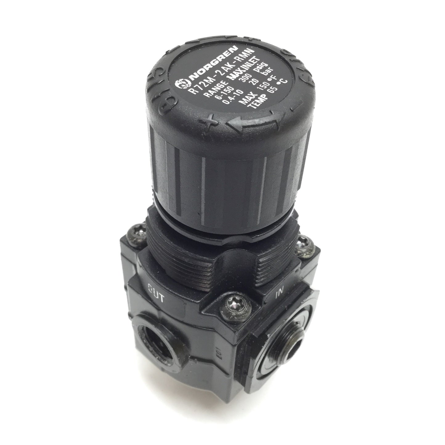 Used Norgren R72M-2AK-RMN Regulator, Inlet: 300psi Max, Set Range: 6-150psi, 1/4" NPT