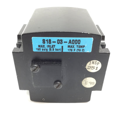 Used Wilkerson S18-03-A000 Slow Start Valve, Pressure: 30-150psi, Ports: 3/8" NPT