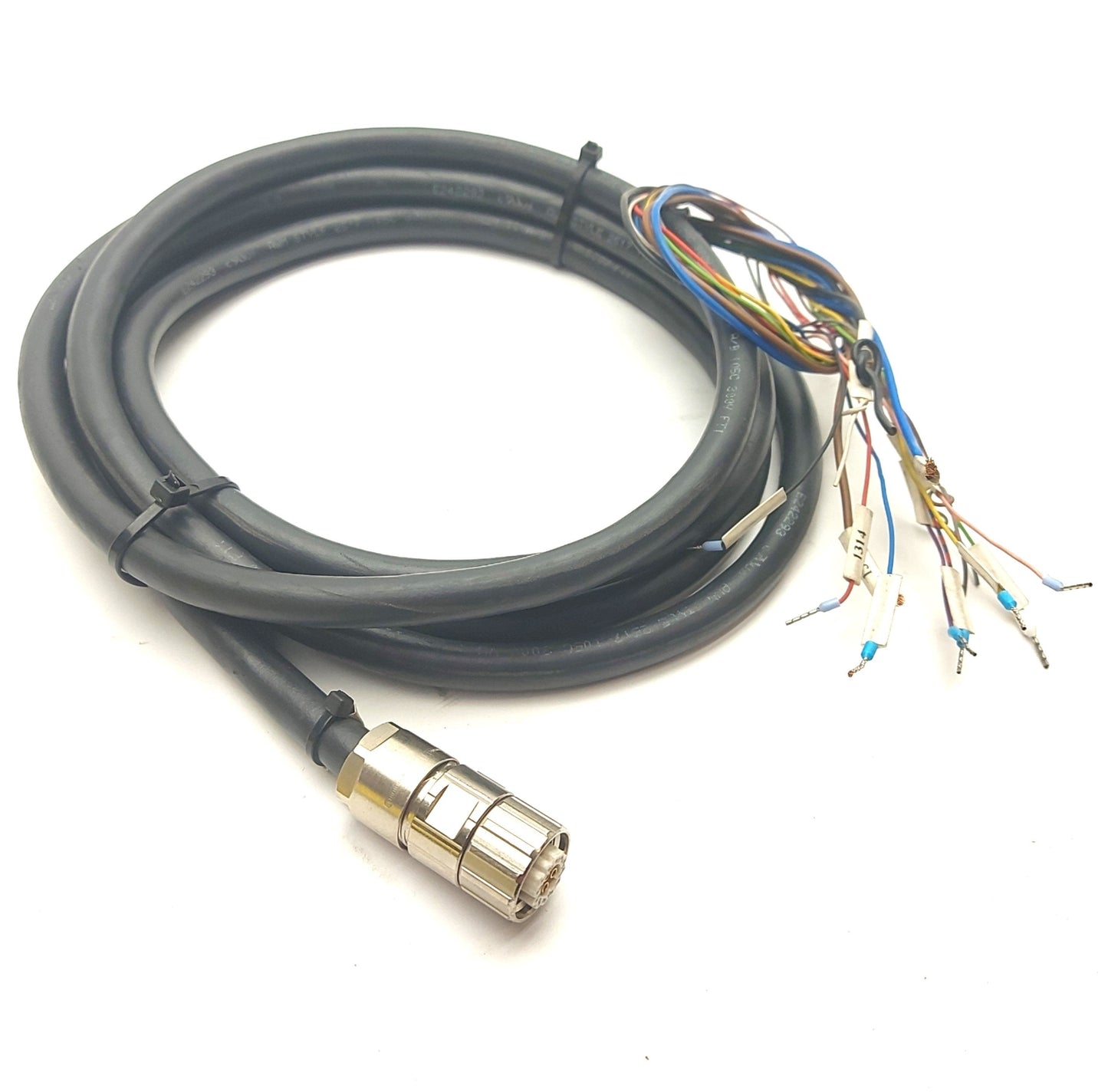 Used Hummel Cable, M16 15-Pole Female Connector to Flying Leads, 8 Feet Long, Black