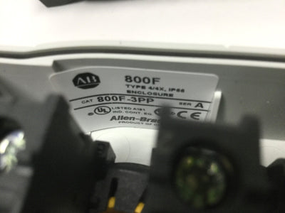 Used Allen Bradley 800F-3PP 3-Pushbutton Enclosure 22mm w/ Emergency E-Stop & Switch
