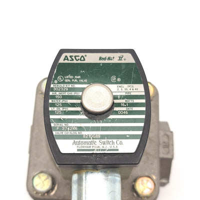 Used Asco 8210G89 Red Hat Solenoid Valve, Ports: 1" NPT, Voltage: 120VAC,16.1 Watts