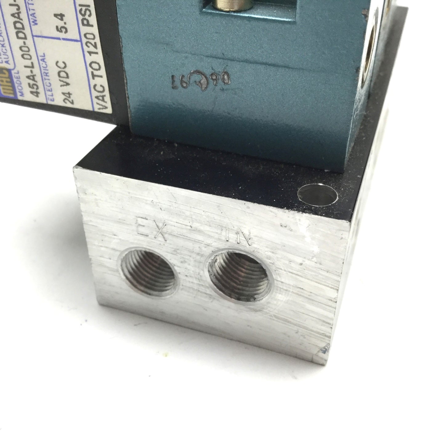 Used Bank of 3 MAC 45A-L00-DDAJ-1JM Solenoid Valve, 2-Position 4-Port, 24VDC 1/8" NPT