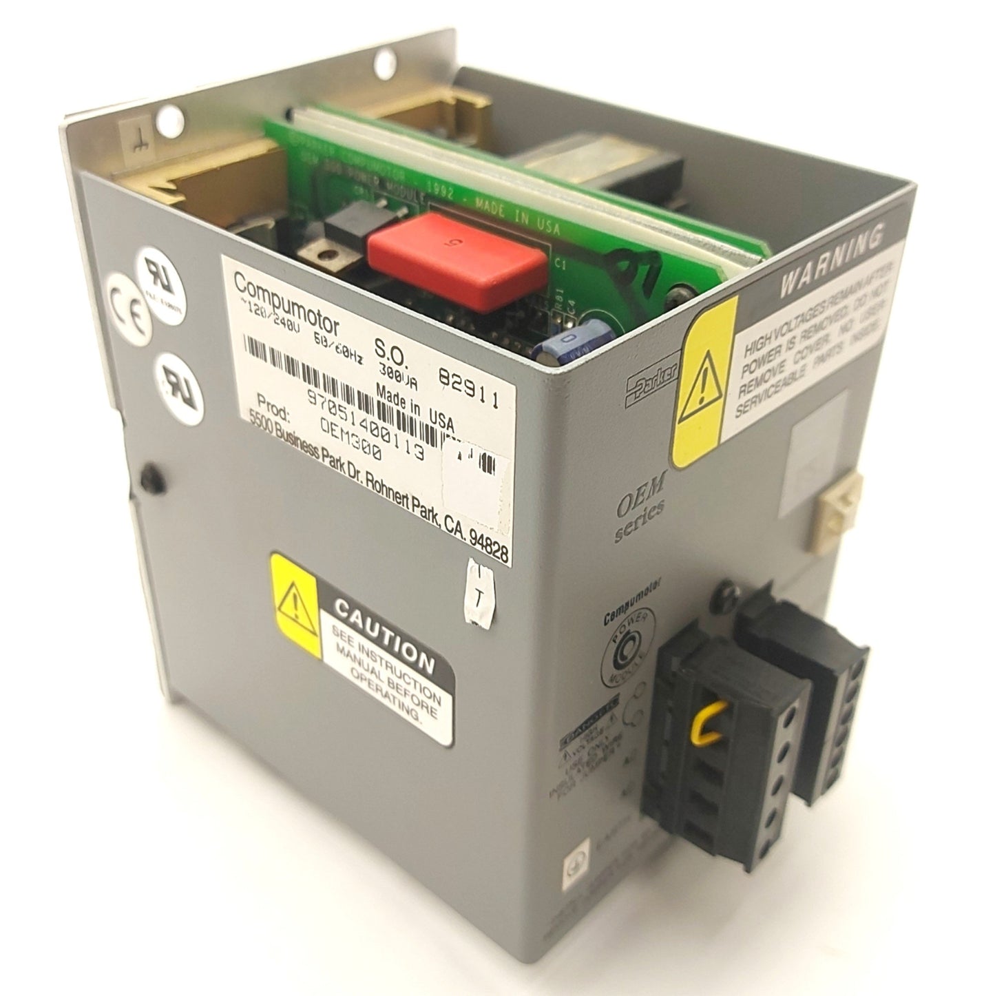 Used Parker OEM300 Compumotor Power Module, 75VDC 2.7A Output, 120/240VAC 50/60Hz