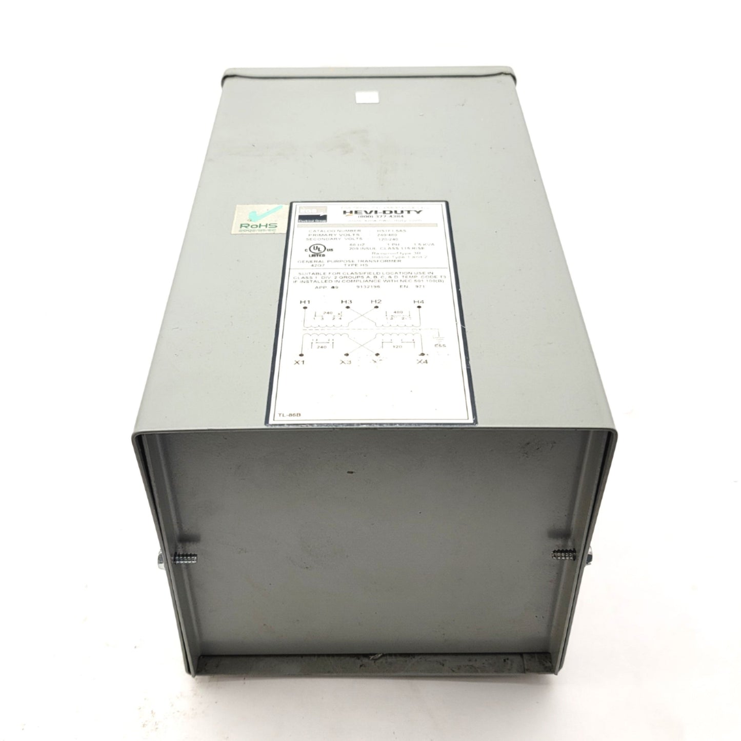 Used Sola Hevi-Duty HS1F1.5AS General Purpose Transformer In: 240/480V, Out: 120/240V