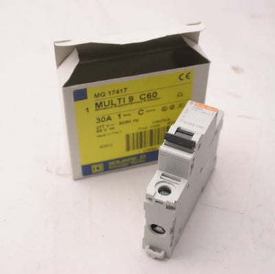 New Merlin Gerin 17417 Multi 9 C60 Circuit Breaker, 1-Pole, 30A, C Curve