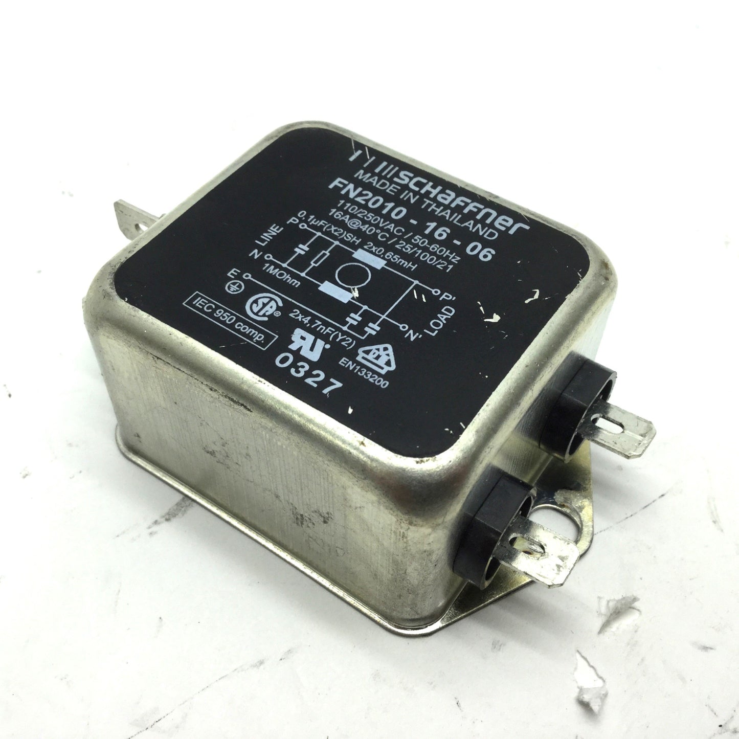 Used Schaffner FN2010-16-06 EMI Power Line Filter 16A 110/250VAC 50/60Hz