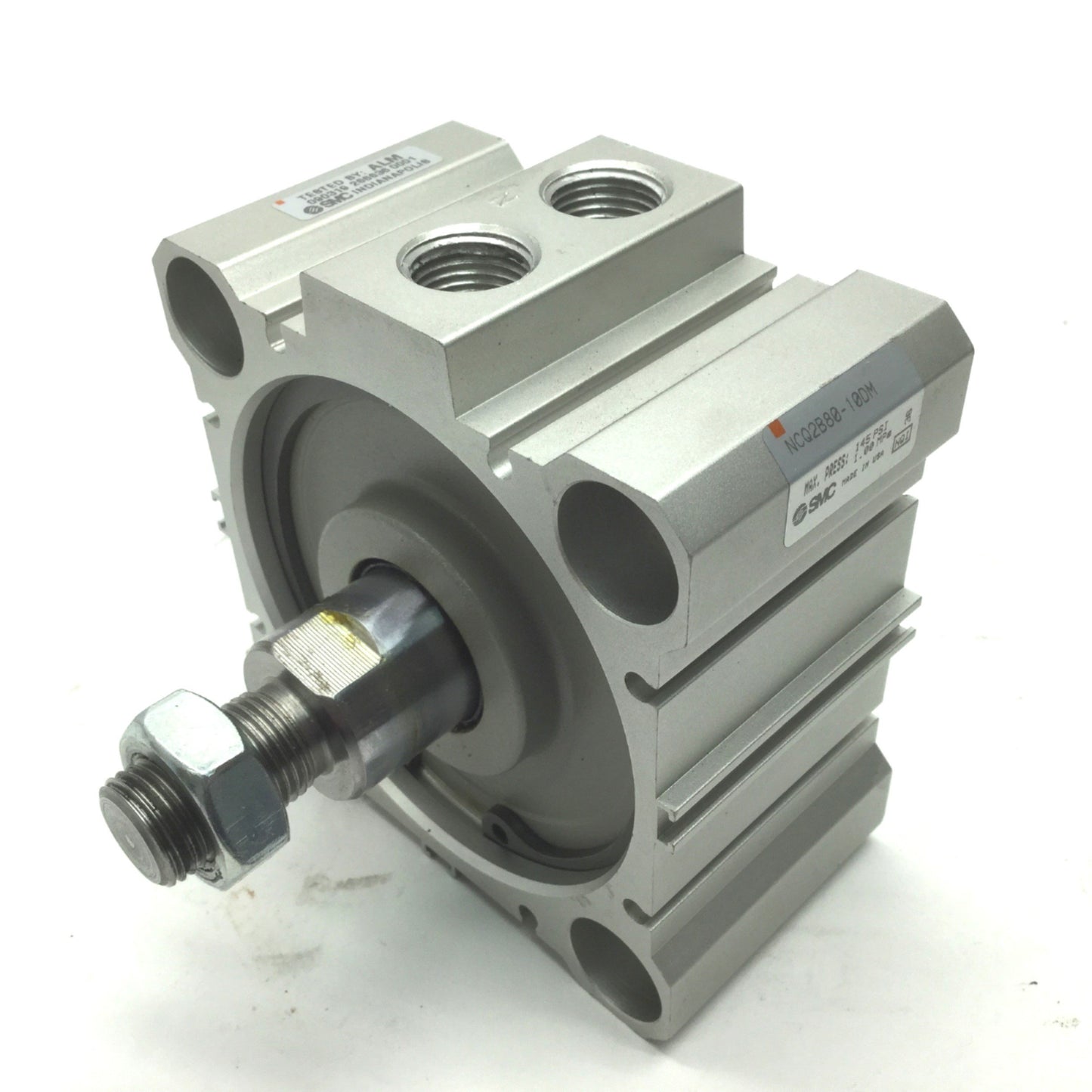 Used SMC NCQ2B80-10DM Compact Cylinder, Bore: 80mm, Stroke: 10mm Ports: 3/8" Rc