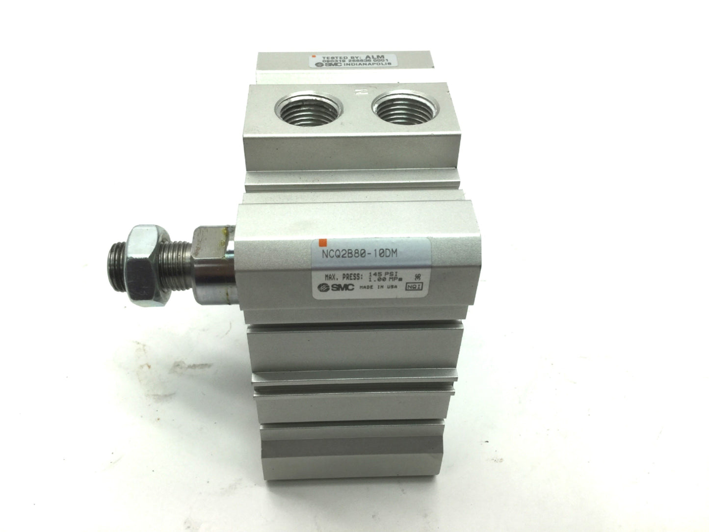 Used SMC NCQ2B80-10DM Compact Cylinder, Bore: 80mm, Stroke: 10mm Ports: 3/8" Rc