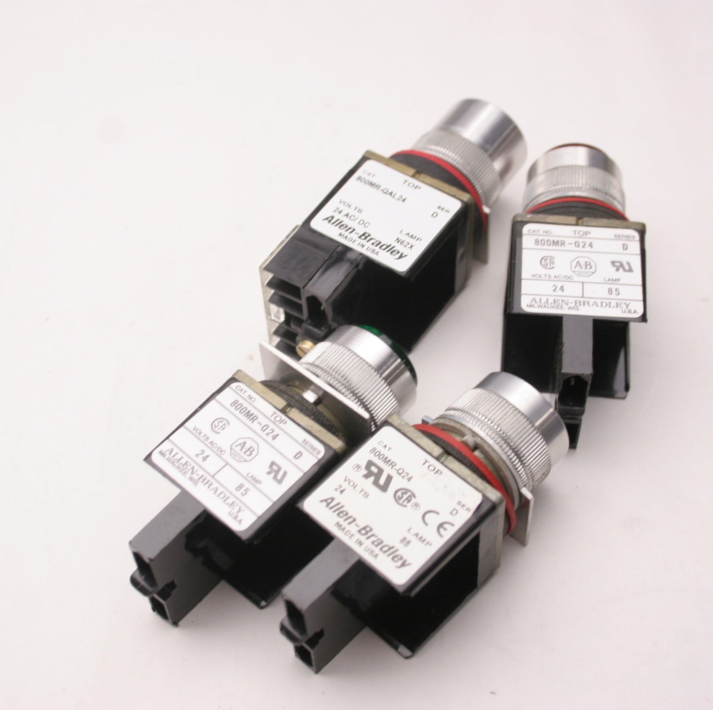 Used Lot of 4 Allen Bradley 3x800MR-Q24 1x 800MR-QAL24 Indicator Lights, 24 VAC/DC