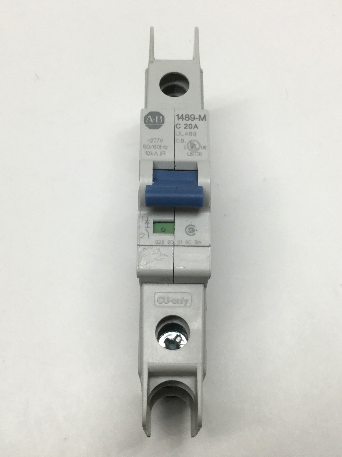 Used Allen Bradley 1489-M1C200 Miniature Circuit Breaker 1-Pole, 20A, 277VAC, C Curve