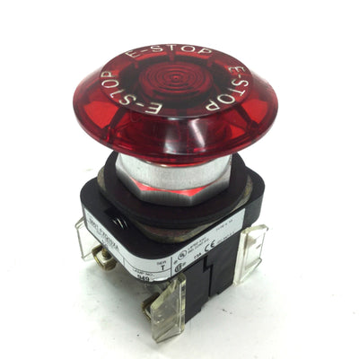 Used Allen-Bradley 800T-FXQ10XA E-Stop, 1 N.O. 1 N.C., 120VAC Lamp, 800T-XA