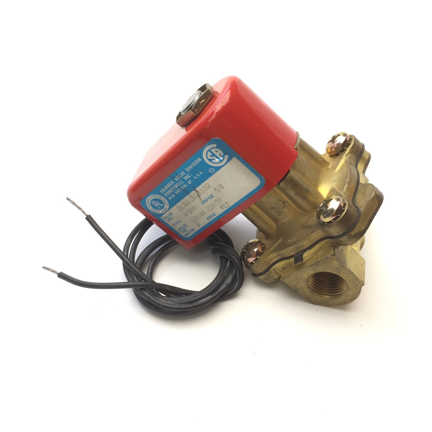 New – Open box Honeywell 2LB2LBG3102 Solenoid Valve 120VAC 60Hz 100PSI 3/8"NPT Port 5/8"Orifice
