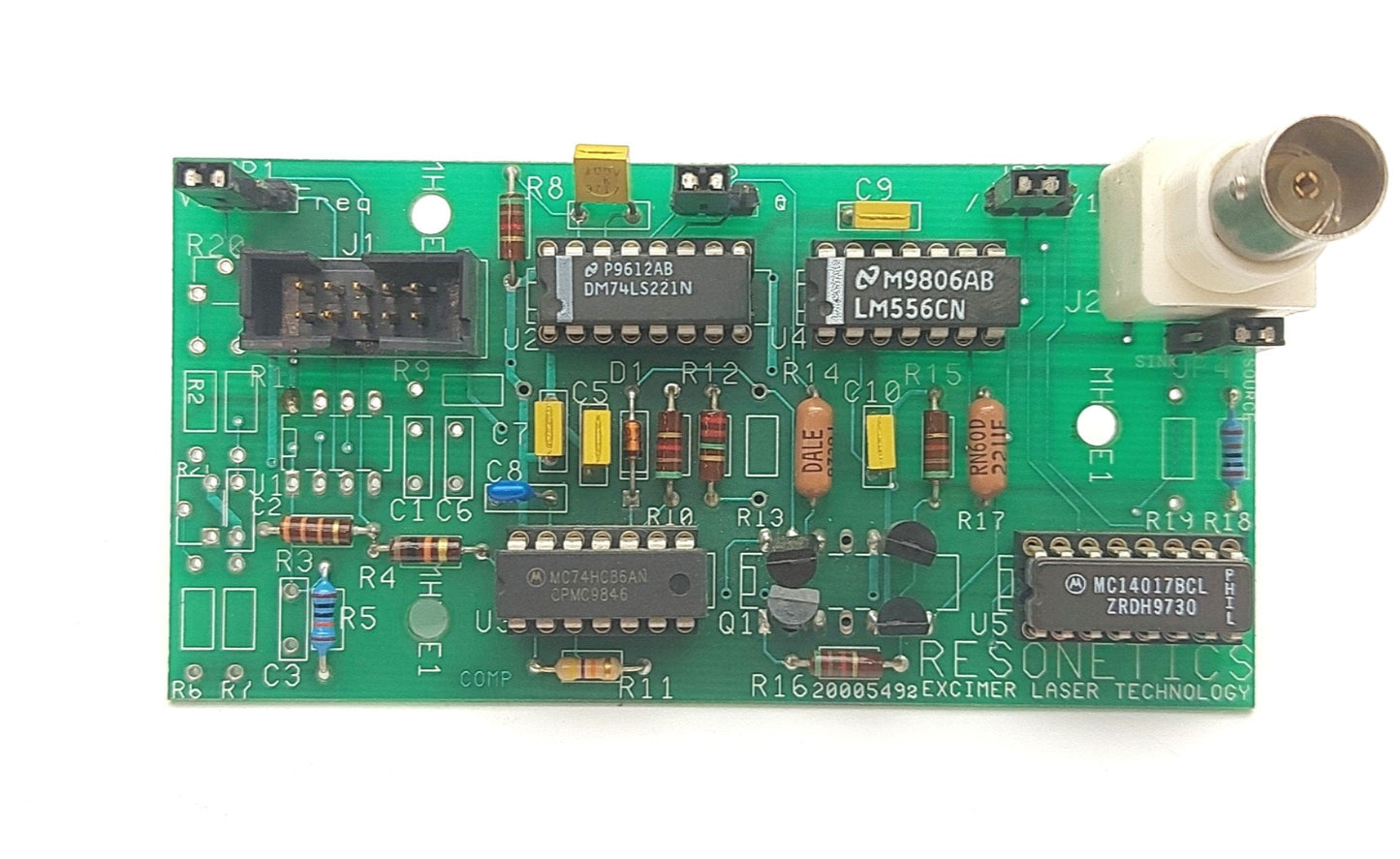 Used Resonetics 20005492 LASER PCB Control Board, BNC Female, 10-Pin Header Male