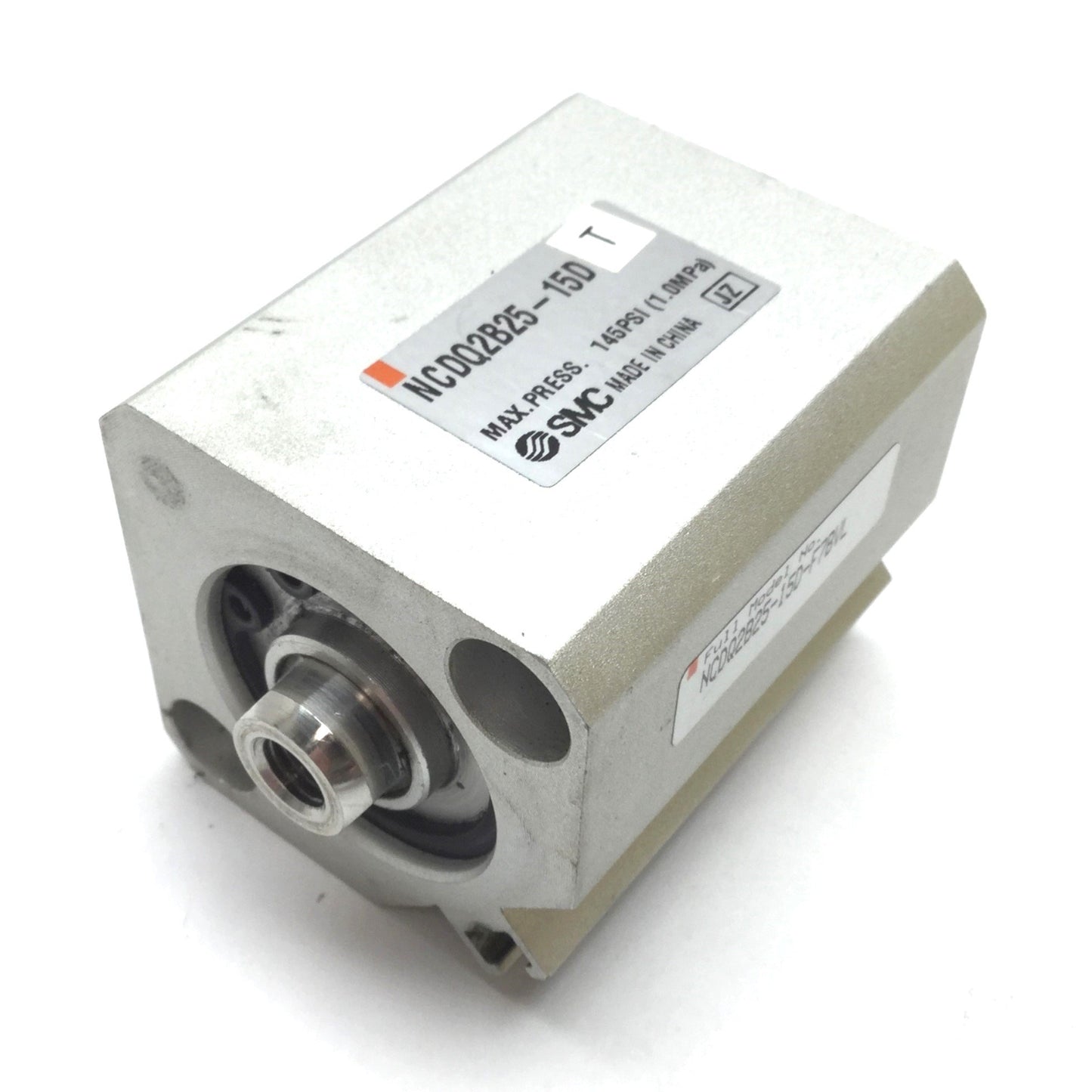 Used SMC NCDQ2B25-15D Compact Cylinder, Bore: 25mm, Stroke: 15mm, M5x0.8, 1.0MPa