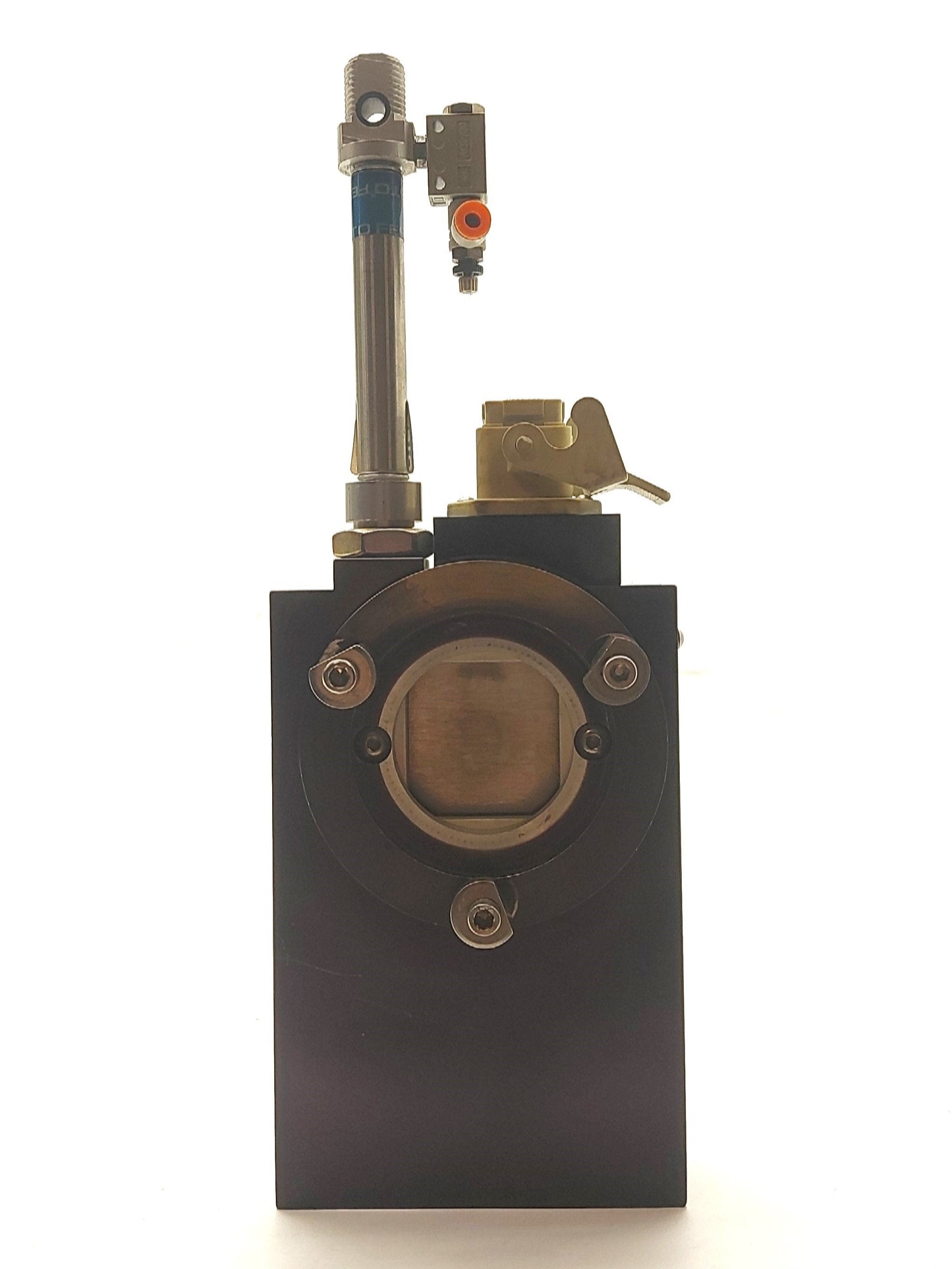 Used Resonetics Pneumatic LASER Shutter, SPST NC, 2 1/2" Tube, 150PSI Max Air Supply