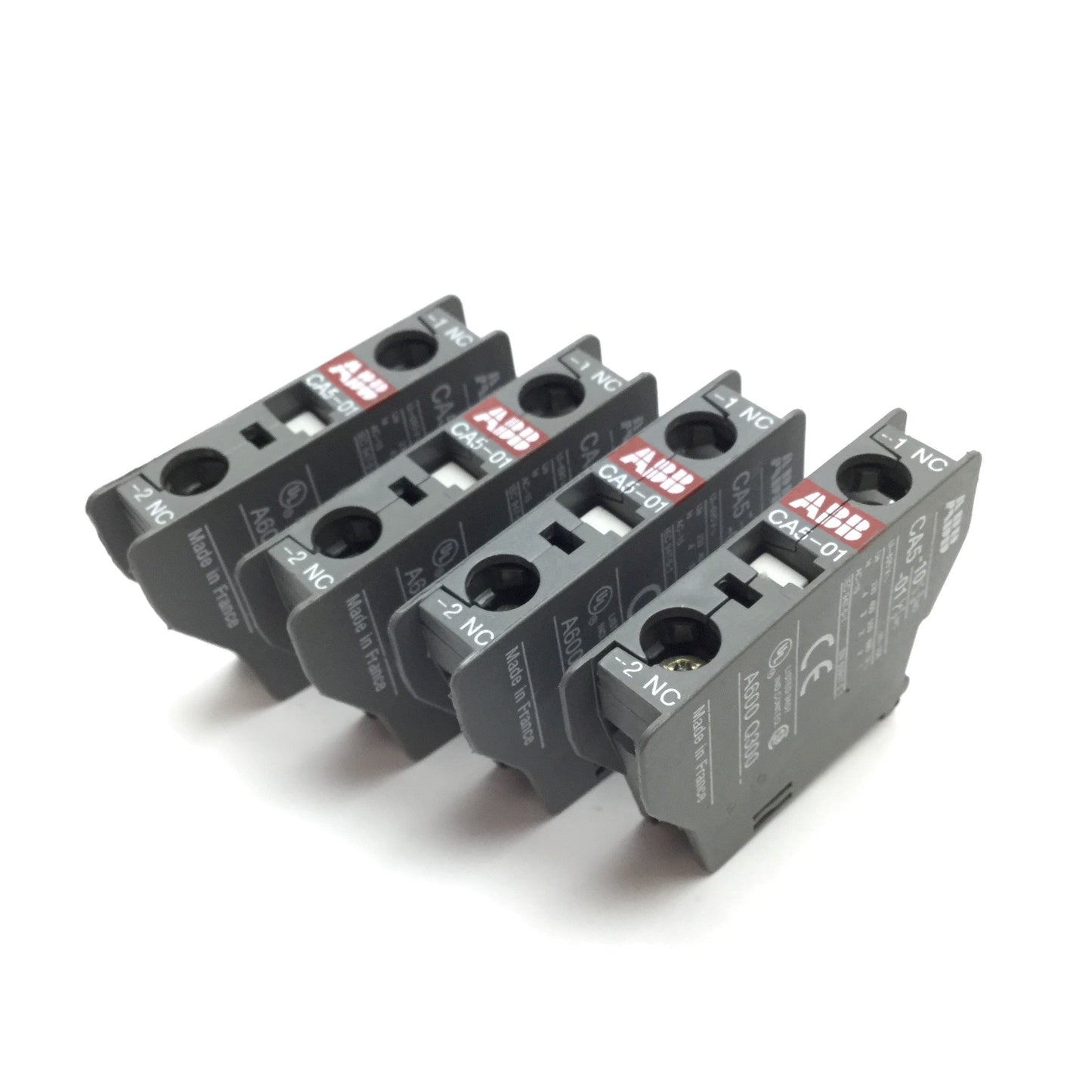 Used Lot of 4 ABB CA5-01 Auxiliary Contact Block, Normally Closed, 600VAC, 6A