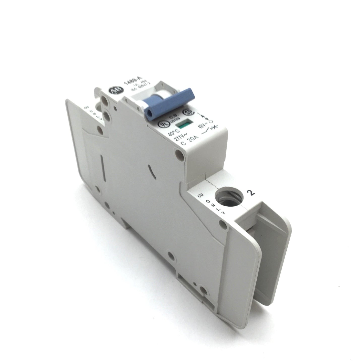 Used Allen Bradley 1489-A1C200 Circuit Breaker, 1-Pole, 20A 277VAC 48VDC, C-Curve DIN