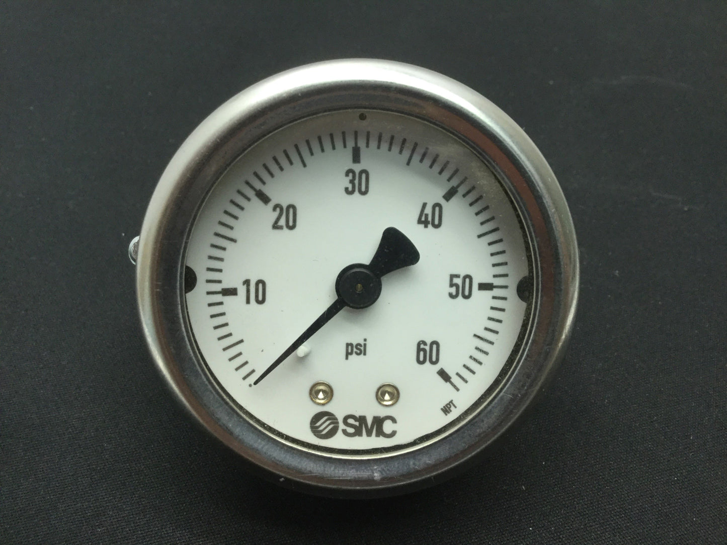 Used SMC Pressure Gauge 0-60 PSI (0.4 Mpa) Male: 1/8" R Female: M5