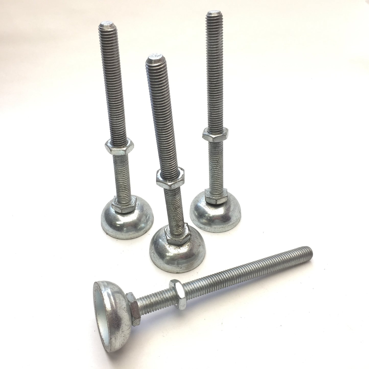 Used Lot of 4 Machine Tilt Leveling Feet, Thread M12-1.75, Length 5-1/2", 1-3/4" Base