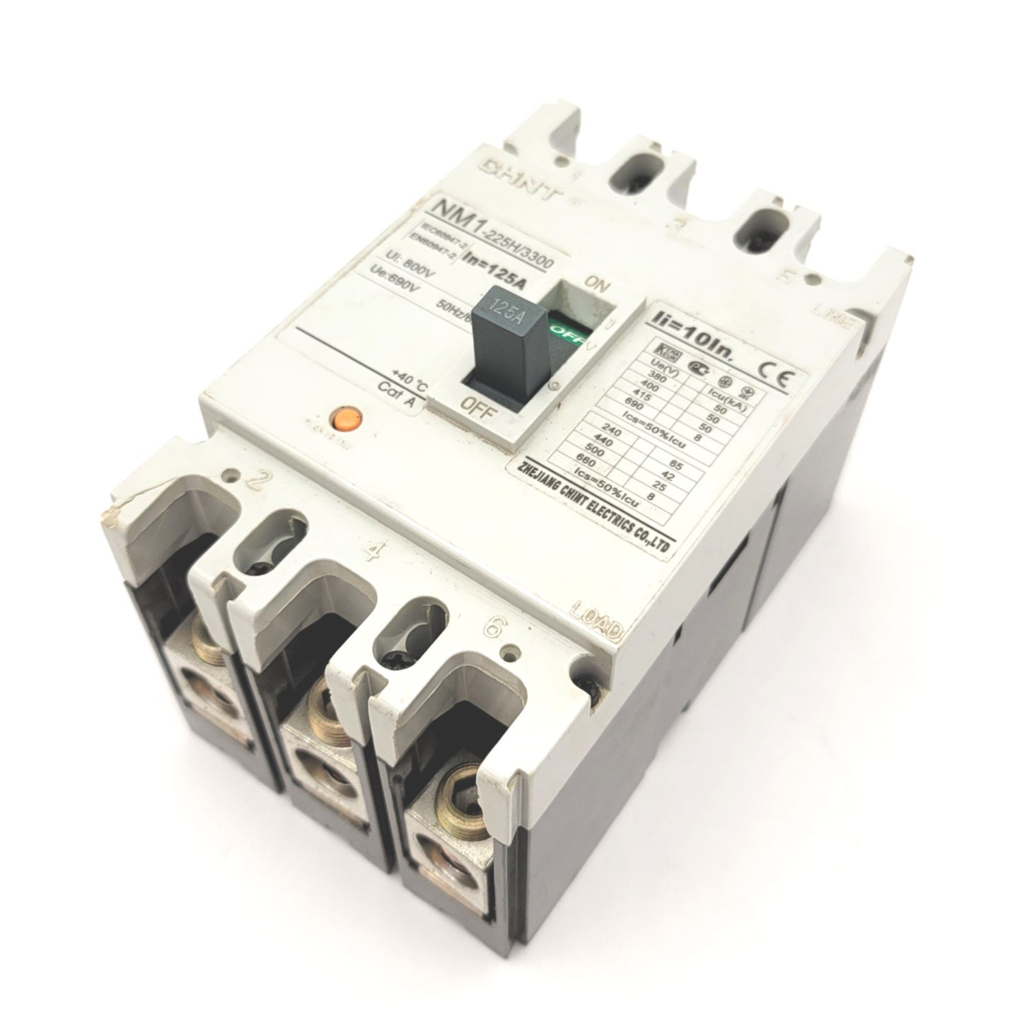 Used CHINT NM1-225H/3300 Molded Case Industrial Circuit Breaker 3-Pole 690VAC 225A