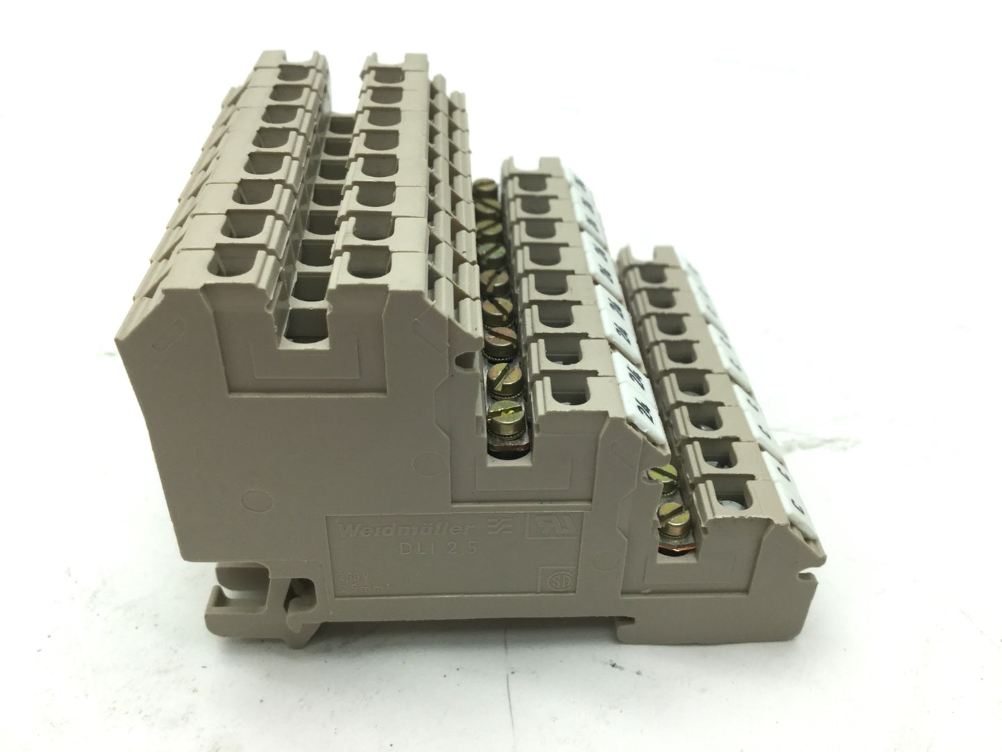 Used Lot of 9 Weidmuller DLI 2.5 W-Series Terminal Blocks, Voltage: 250V, 24A