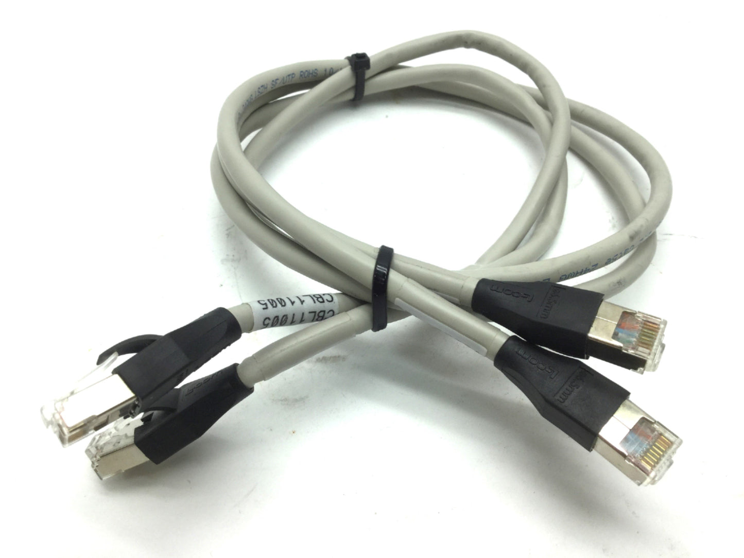 Used 2x L-Com TRD855DSZ-3 Ethernet Cable Cord 26 AWG Stranded Cat 5E Double Shielded