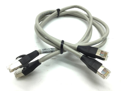 Used 2x L-Com TRD855DSZ-3 Ethernet Cable Cord 26 AWG Stranded Cat 5E Double Shielded