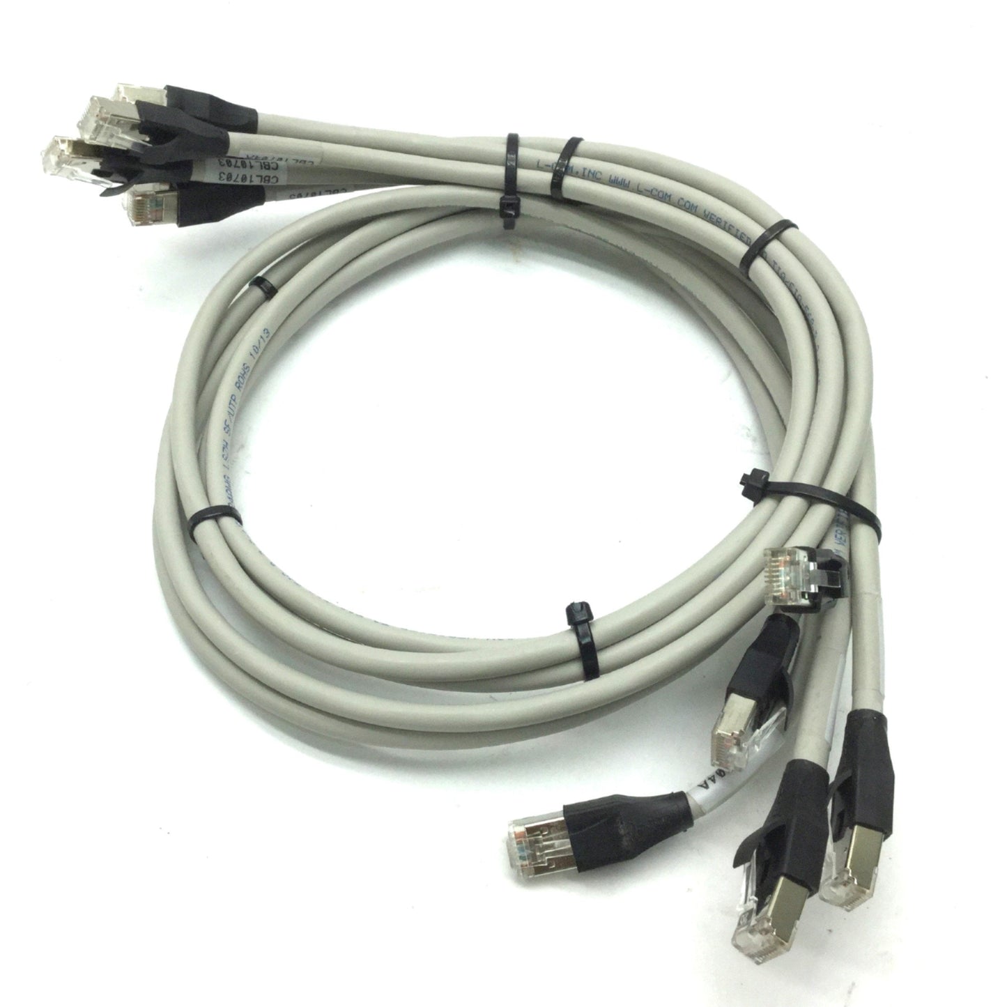 Used 5x L-Com TRD855DSZ-3 Ethernet Cable Cord 26 AWG Stranded Cat 5E Double Shielded