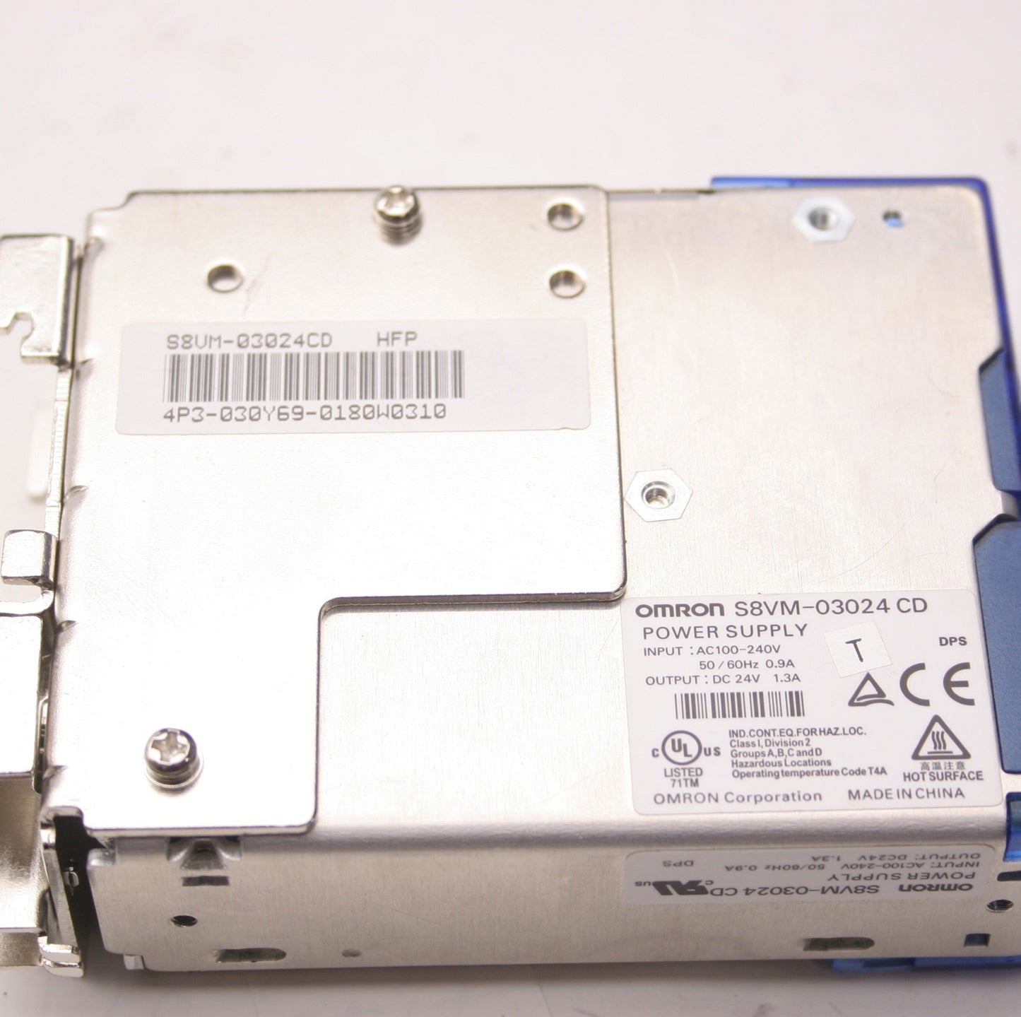 Used Omron S8VM-03024 CD Power Supply 100-240VAC 50/60Hz Input, Out: 24VDC 1.3A