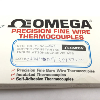 New Omega 5TC-GG-T-30-200 Precision Fine Wire Thermocouple, Type T, 30AWG, 200"