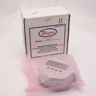 New Dwyer DM-1102 Digital Differential Pressure Gauge, 5" Dia, Range: 0-.25"WC