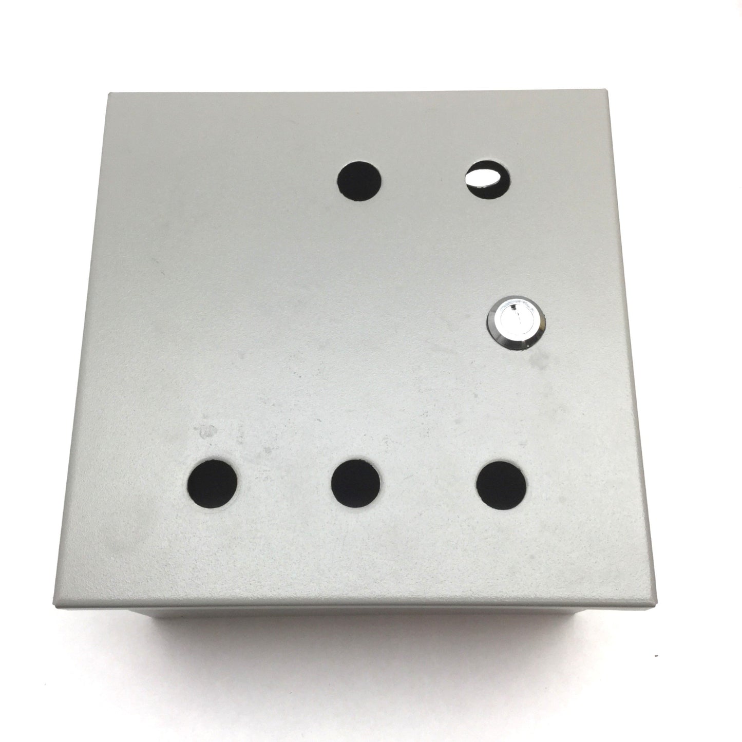 Used Electrical Enclosure, Dimensions: 10" x 10" x 6", Steel, *Holes Added*