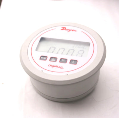 Used Dwyer DM-1102 Digital Differential Pressure Gauge, 5" Dia, 0-.25"WC, *Cracked*