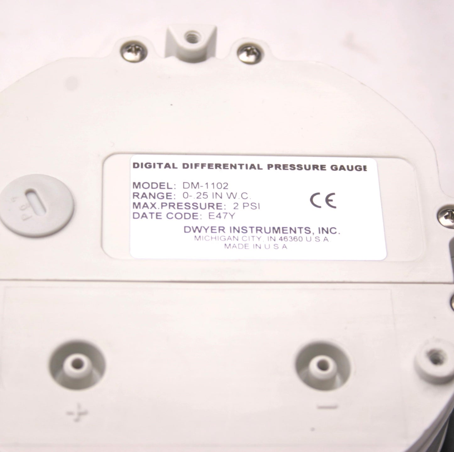 Used Dwyer DM-1102 Digital Differential Pressure Gauge, 5" Dia, 0-.25"WC, *Tested*