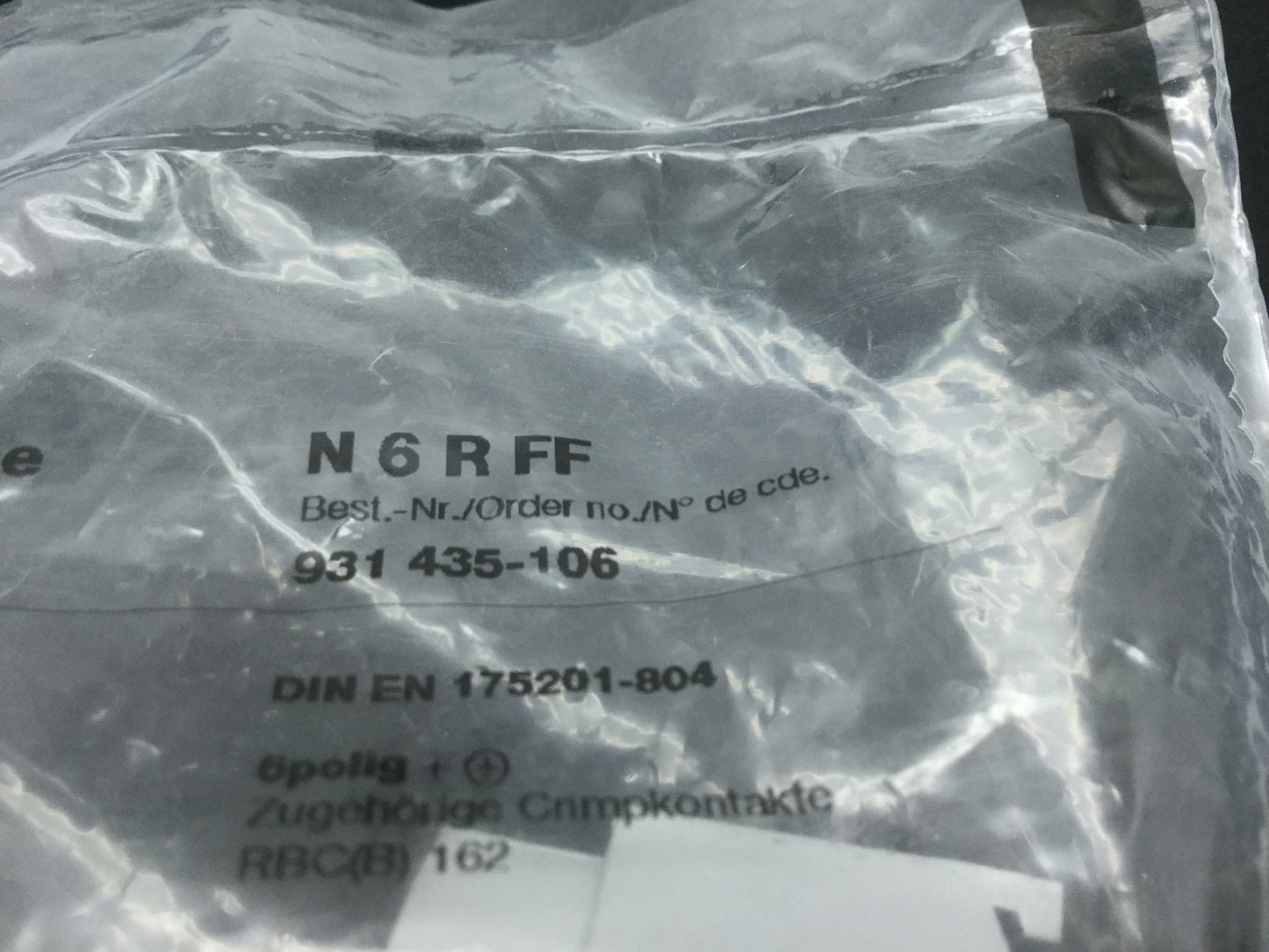 New HIRSCHMANN N6RFF Connector Barrel 6-Pin 1 Ground Round Body Right Angle