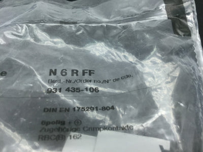 New HIRSCHMANN N6RFF Connector Barrel 6-Pin 1 Ground Round Body Right Angle