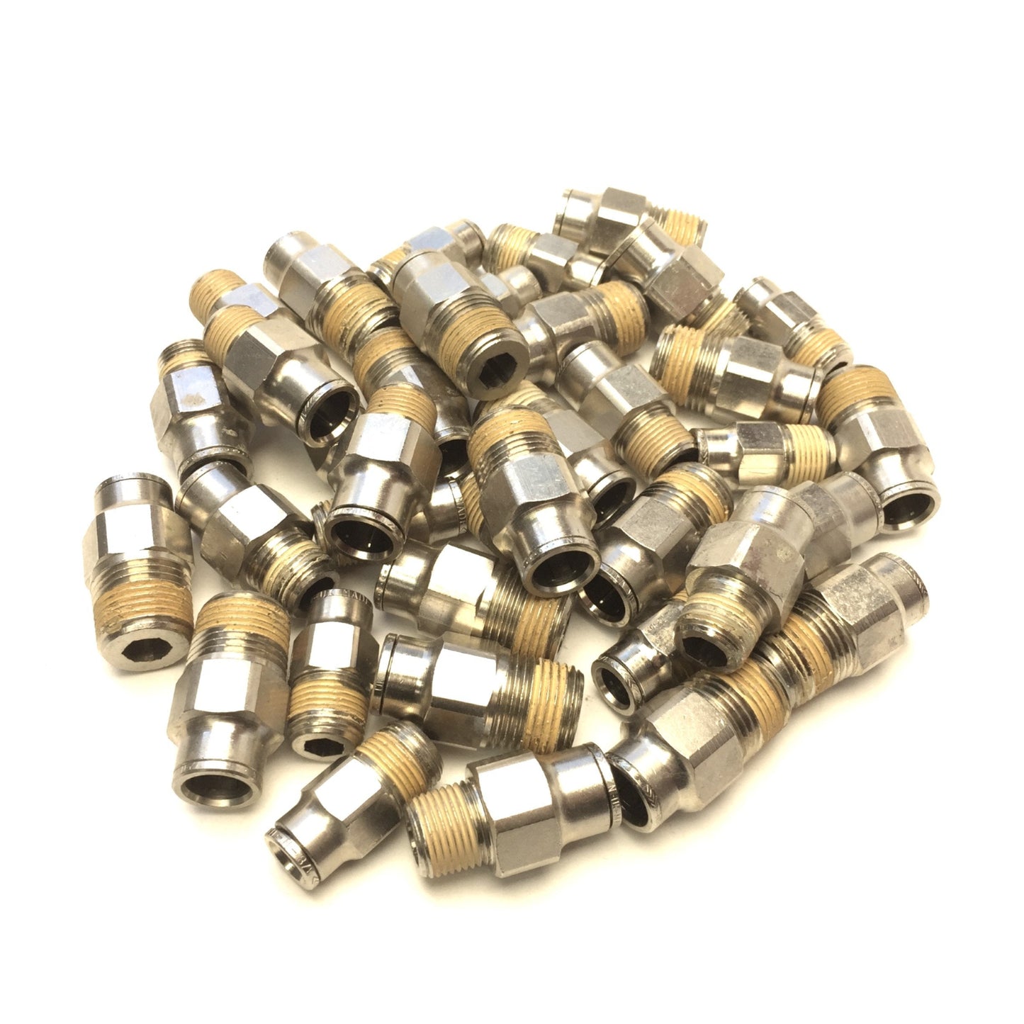 Used Norgren 3/8 1/2 Push-to-Connect Nickel Plated Brass Tube Adapter Fitting UK Made