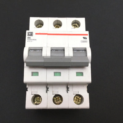 Used Cutler Hammer WMS3B06 Circuit Breaker, 3-Pole, B-Curve, Rating: 415VAC 6A