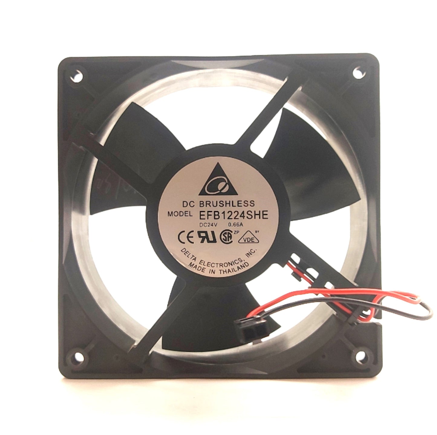 Used Delta EFB1224SHE DC Axial Fan 120mm 141CFM 52.5dB 24VDC from Synrad FireStar V20
