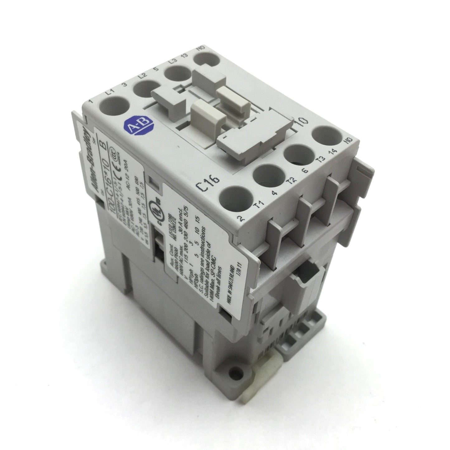 Used Allen Bradley 100-C16*10 Contactor, 3-Pole W/ N/O Aux, Coil: 230VAC, 600VAC 30A