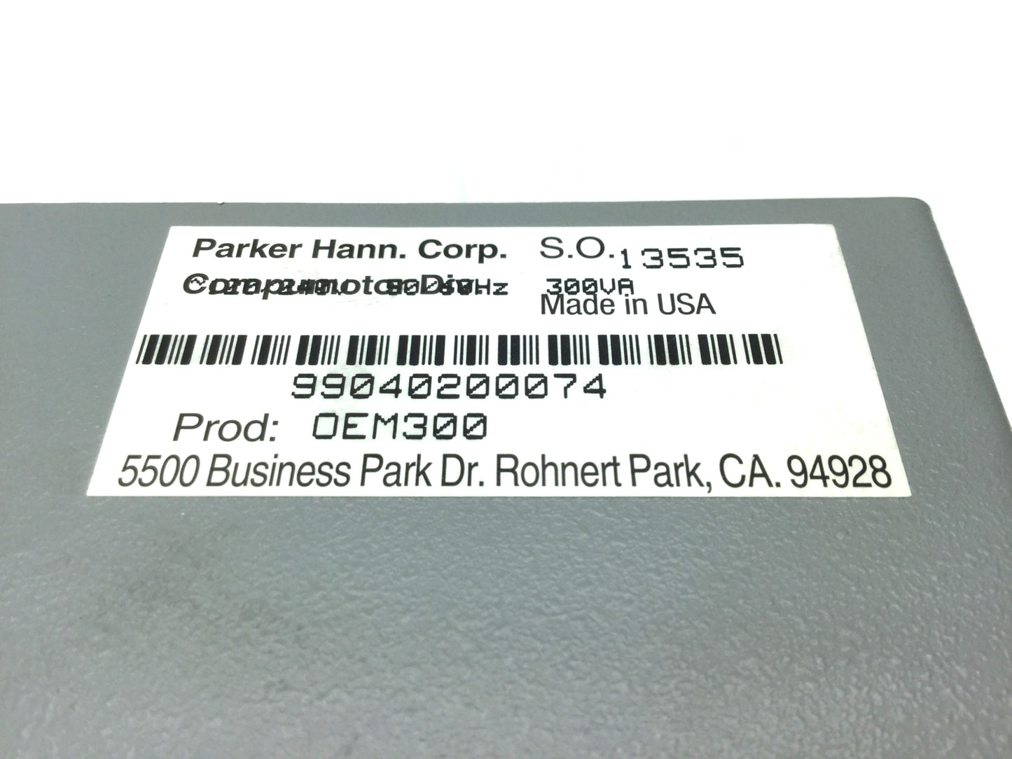 Used Parker OEM300 Compumotor Power Module, In: 90-132/180-265VAC, Out: 75VDC